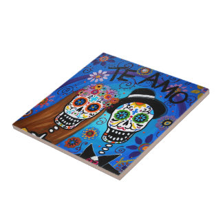 Wedding Day of the Dead Ceramic Tile