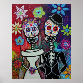 Day Of The Dead Wedding Art Framed Artwork Zazzle Wedding Day Of The Dead Poster By Prisarts