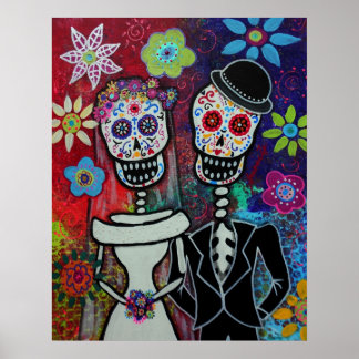 WEDDING DAY OF THE DEAD POSTER BY PRISARTS