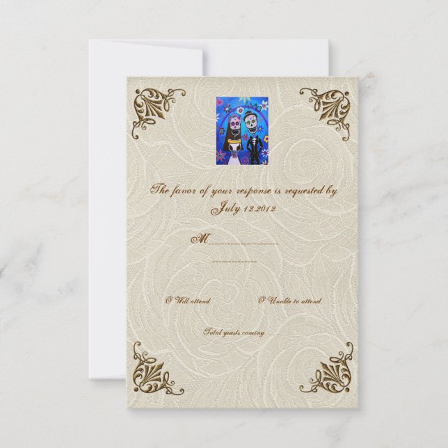 Wedding Day of the Dead Wedding RSVP (Front)