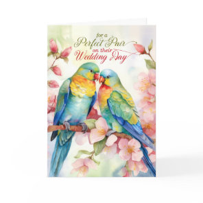 Wedding Day Pair of Love Bird Parrots Card