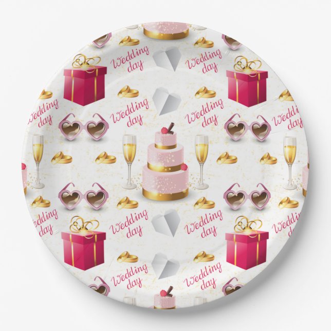 Wedding Day Pattern Paper Plates (Front)