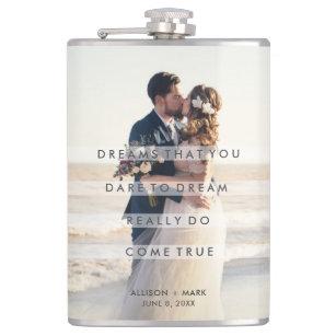 Wedding Day Photo Dreams Come True Newlywed Flask