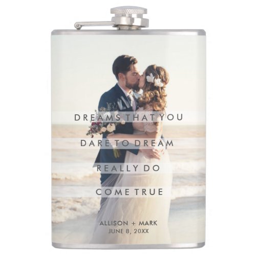 Wedding Day Photo Dreams Come True Newlywed Flask