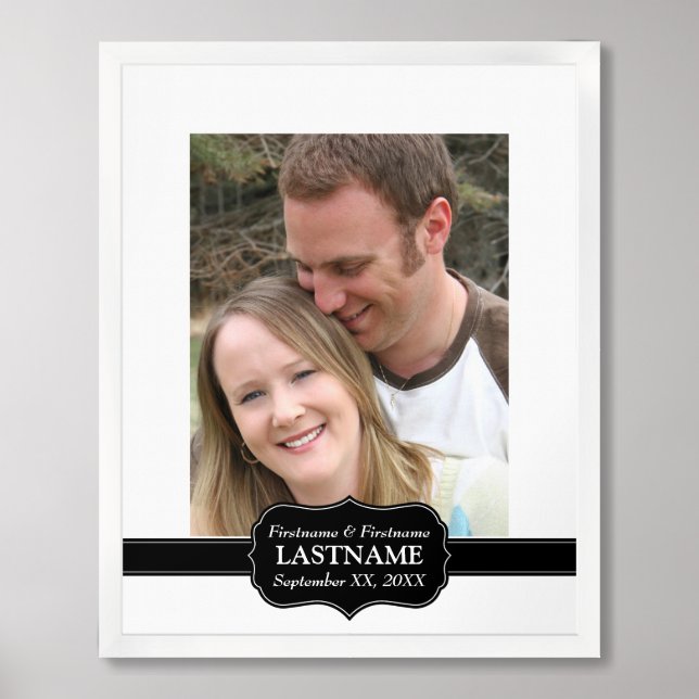 Wedding Day Photo - guest book border poster (Framed Front)