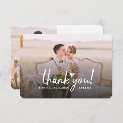 Wedding Day Photo Hand_Lettered Elegant Thank You Card