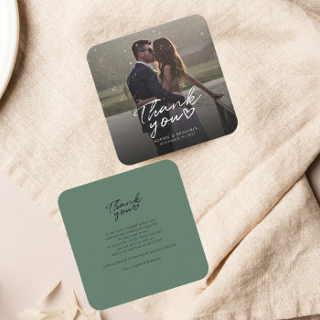 Wedding Day Photo Hand-lettered Thank You Note Card by Milestone_Hub at Zazzle