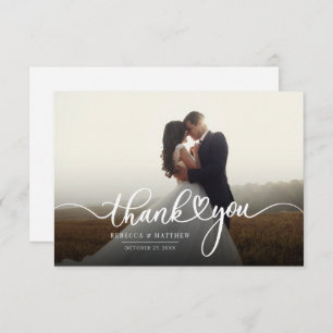 Wedding Day Photo Hand-Lettered Thank You Note Card