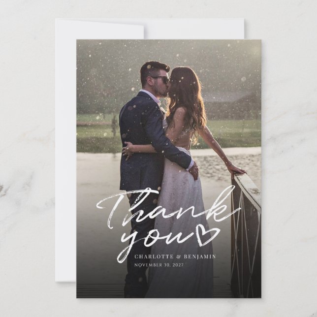 Wedding Day Photo Hand Written Thank You Note Card (Front)