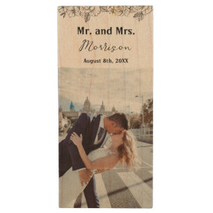 Wedding day Photo Mr and Mrs Wood Flash Drive