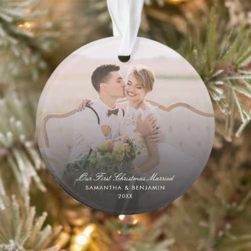 Wedding Day Photo Script Couples Holiday Ornament