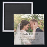 Wedding Day Photo Thank You Favor Magnet<br><div class="desc">Modern wedding thank you magnets with your favorite wedding day photograph,  your message and names.</div>