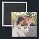 Wedding Day Photo Thank You Favor Magnet<br><div class="desc">Modern wedding thank you magnets with your favorite wedding day photograph,  your message and names.</div>
