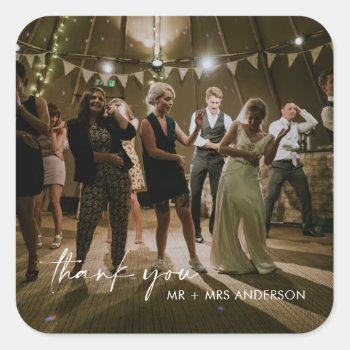 Wedding Day Photo Thank You Favor Stickers by stylelily at Zazzle