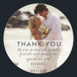 Wedding Day Photo Thank You Favor Stickers<br><div class="desc">Customize these wedding favor thank you stickers with your favorite wedding day photograph,  your message and names.</div>