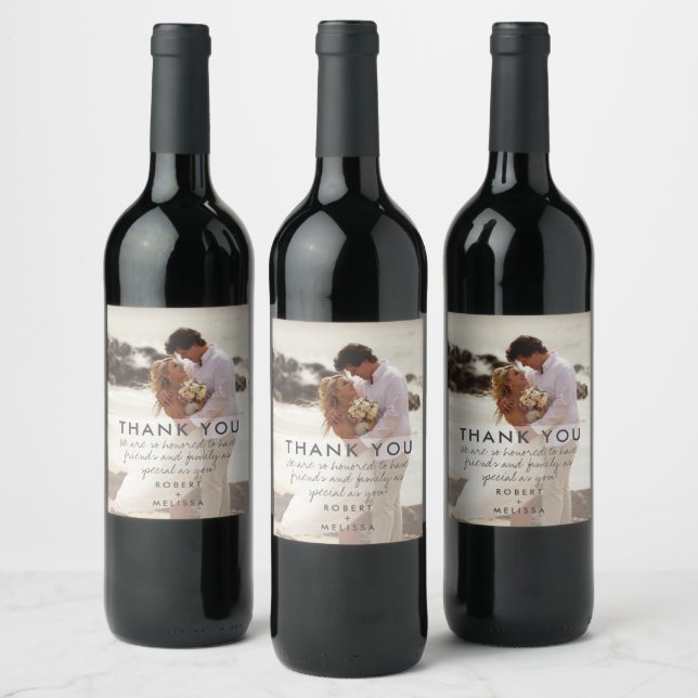 Wedding Day Photo Thank You Favor  Wine Label (Bottles)