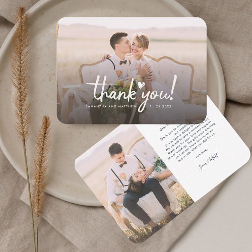 Wedding Day Photos Hand_Lettered Thank You Note Card