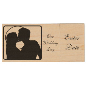 Wedding Day Pictures Real wood Flash Drive