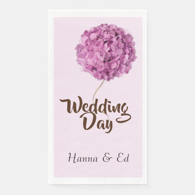 Wedding Day pink & white hydrangea flower  Paper Guest Towels (Front)