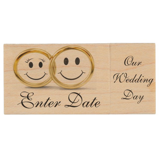 Wedding Day Save The Date Real wood Flash Drive (Front)