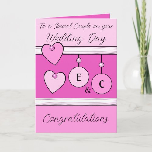 Wedding Day special couple pale and dark pink Card