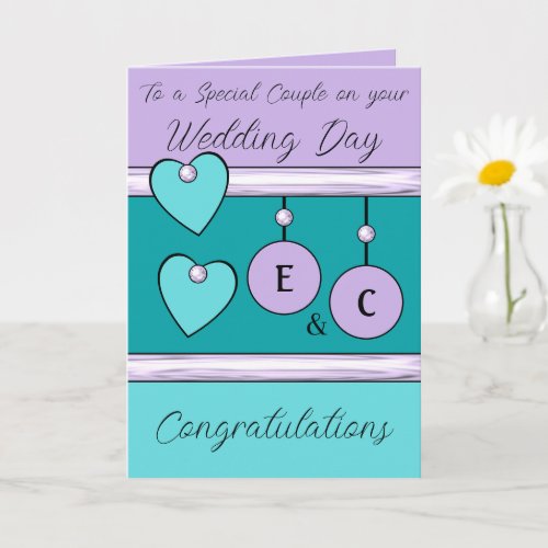 Wedding Day special couple purple turquoise Card