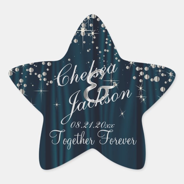 Wedding Day Starry Night | Personalize Star Sticker (Front)