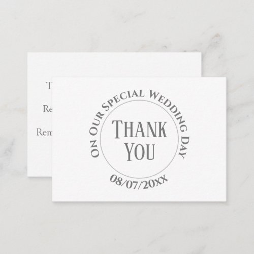 Wedding Day Thank You Note Card