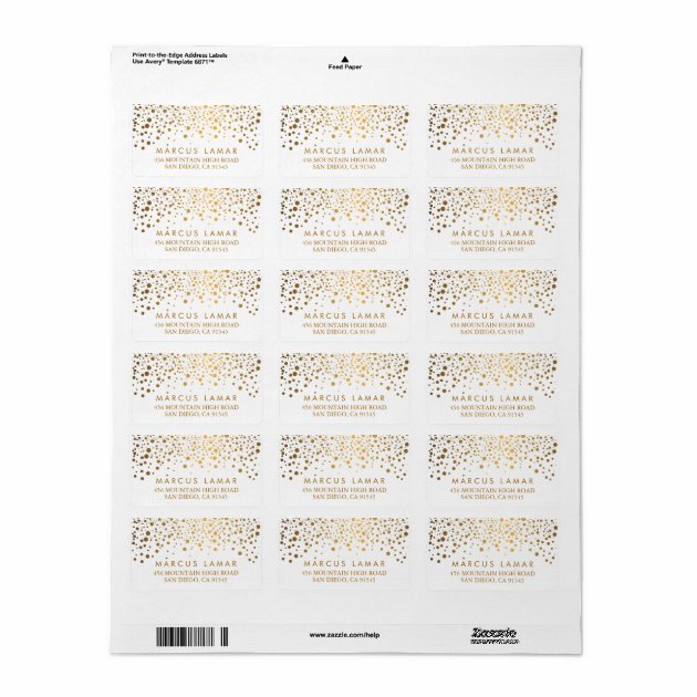 Wedding Day Trendy Gold Dots Label