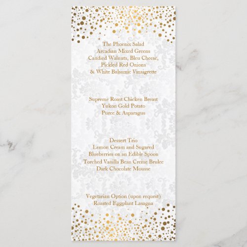 Wedding Day Trendy Gold Dots Menu