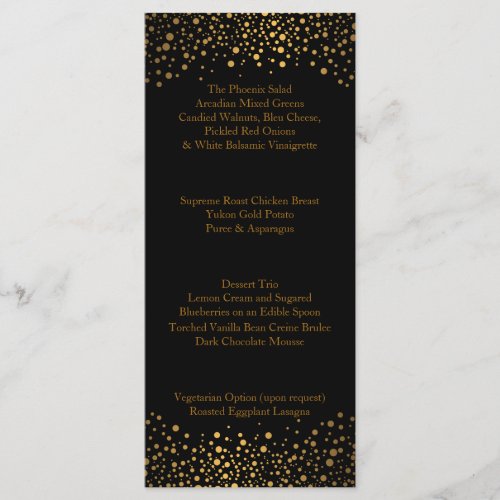 Wedding Day Trendy Gold Dots Menu