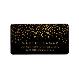 Wedding Day Trendy Gold Dots on Black Label