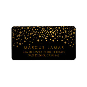 Wedding Day Trendy Gold Dots on Black Label