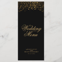 Wedding Day Trendy Gold Dots on Black Menu