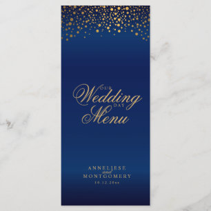 Wedding Day Trendy Gold Dots on Navy Blue -Menu Program