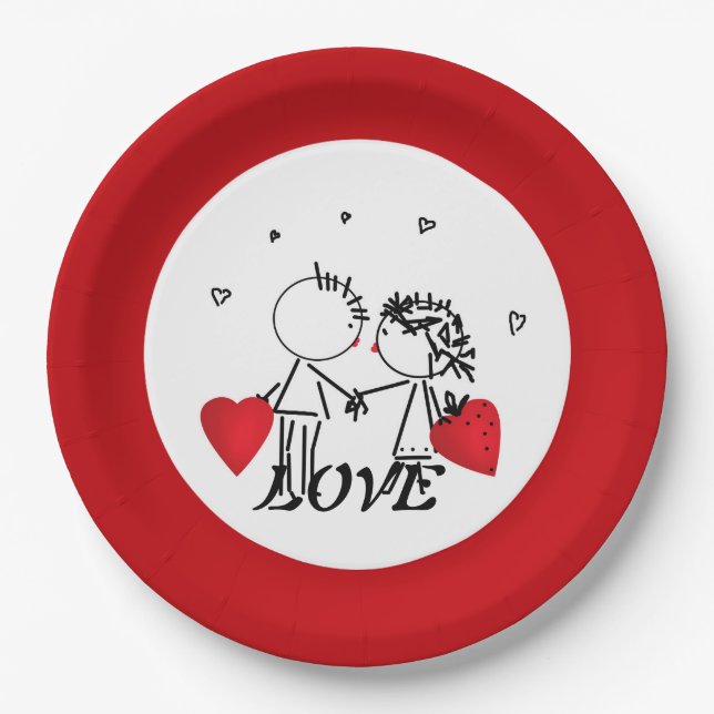 Wedding , day Valenine , love Paper Plates (Front)