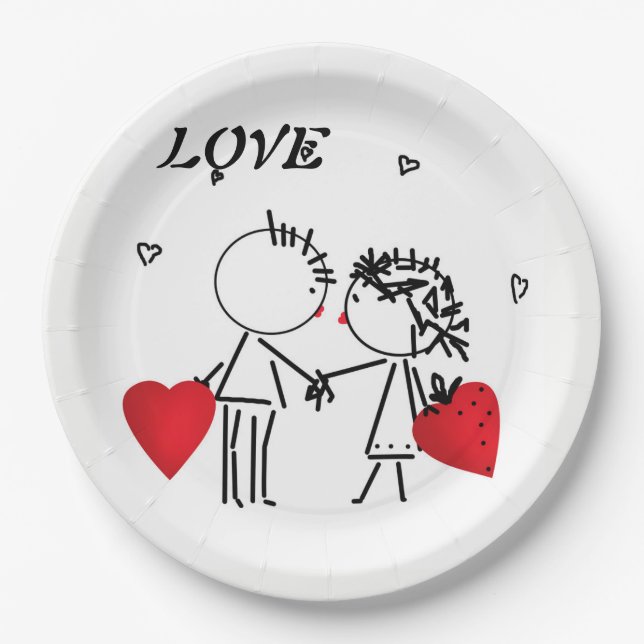 Wedding , day Valenine , love Paper Plates (Front)