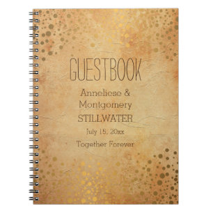 Wedding Day Vintage Gold Dots- Guestbook Notebook