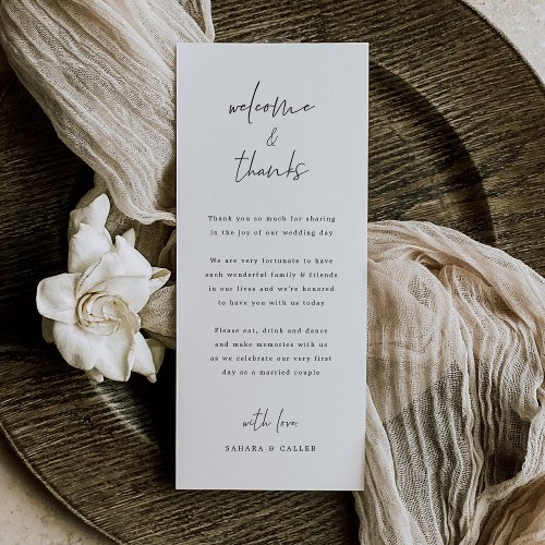 Wedding Day Welcome and Thank you Place Card