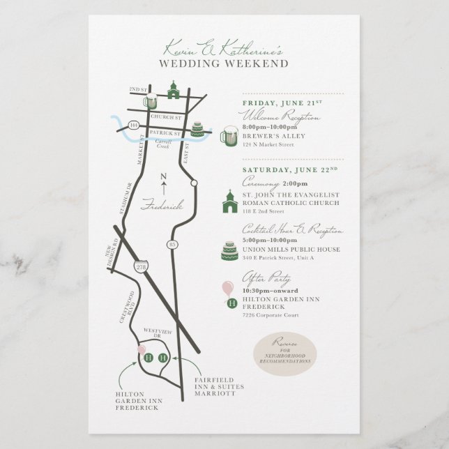 Wedding Day Welcome Map - CUSTOM for Katherine (Back)