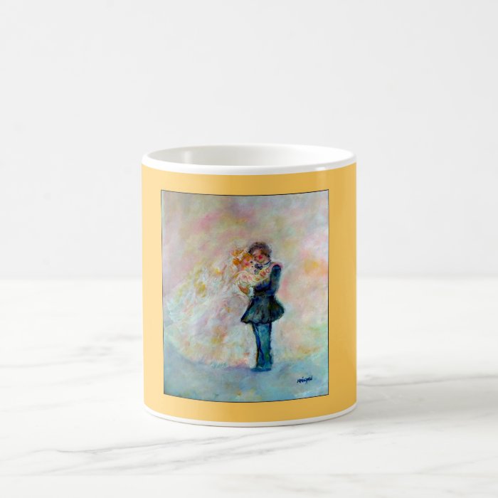 Wedding Day Whimsical Designer Art Coffee Mug Gold