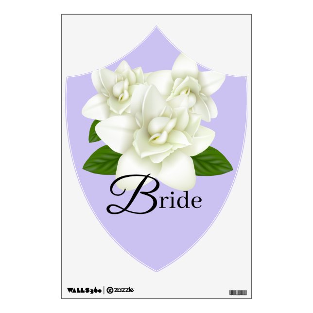 Wedding Decal Cling-Bride White Gardenias (Front)