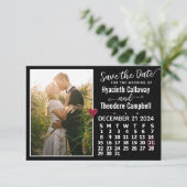 Wedding December 2024 Calendar Custom Photo Black Save The Date (Standing Front)