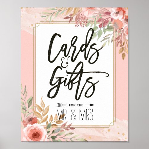 Wedding Decor Sign Cards  Gifts Chic Pink Flowers