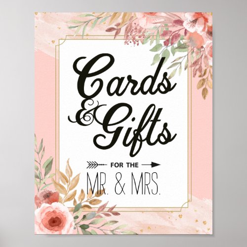 Wedding Decor Sign Cards  Gifts Chic Pink Flowers
