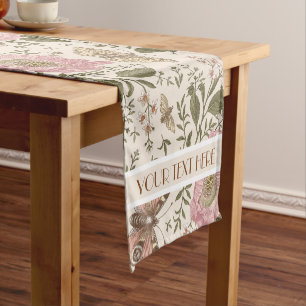 Wedding Decor Wildflower Botanical Floral Monogram Short Table Runner
