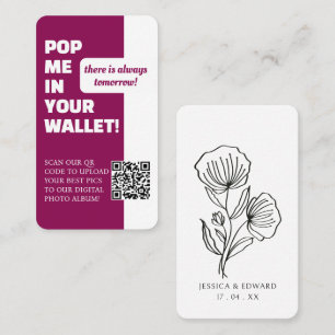 Wedding Deep Pink Scan Qr Code Photo Album Modern Business Card