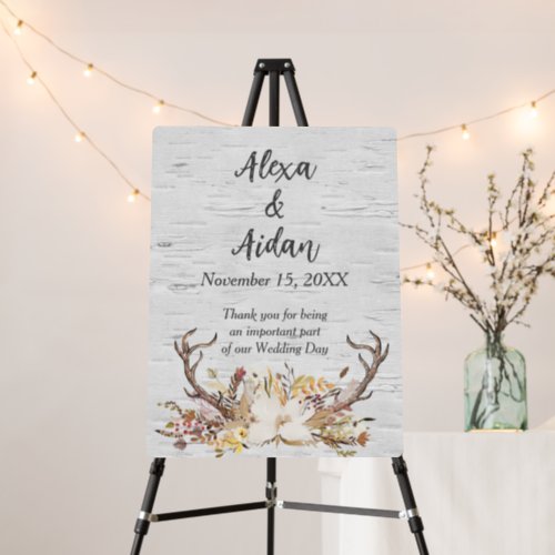 Wedding Deer Antler on White Birch Foam Board