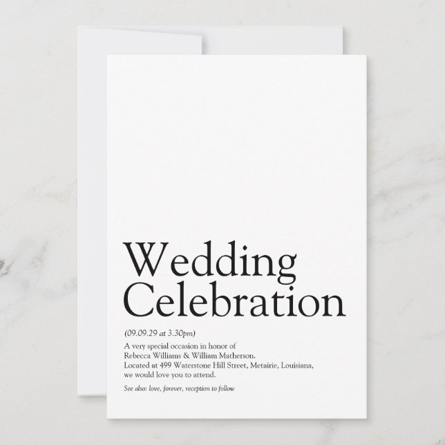 Wedding Definition Invitation (Front)