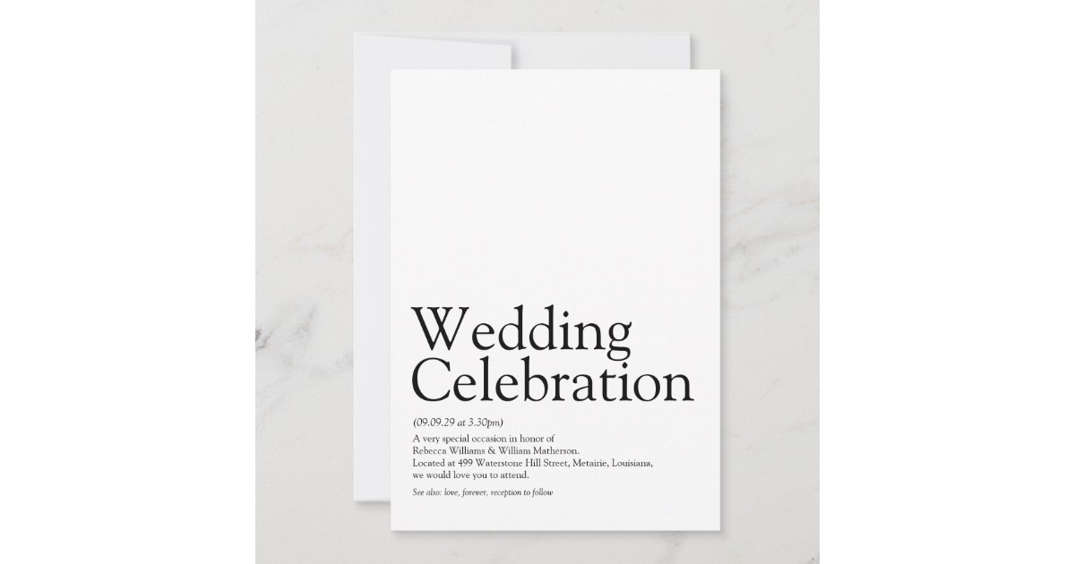 Wedding Definition Invitation Zazzle